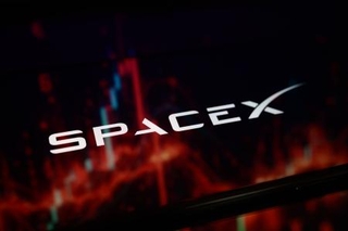 　スペースＸのロゴ（ゲッティ＝共同）