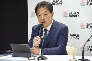 　日本ラグビー協会の岩渕健輔専務理事＝２０２６年１月１４日、東京都港区