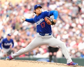 　ツインズ戦に先発登板したドジャース・大谷＝ミネアポリス（共同）