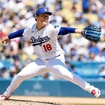 　フィリーズ戦に先発したドジャース・山本＝ロサンゼルス（共同）