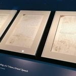 　米公民権運動の黒人指導者キング牧師が１９６３年、「私には夢がある」と訴えた時に用意していた演説原稿＝２日、ワシントン（共同）