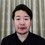 　自民党総裁選での動画作成に関し、オンライン取材に応じる松井健氏