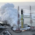 　３月、種子島宇宙センターでエンジン燃焼試験をするＨ３ロケット６号機（ＪＡＸＡの中継から）