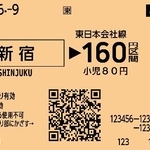 　ＪＲ東日本が導入予定のＱＲコードを印刷した新しい切符の見本（同社提供）