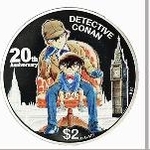 　（左から）人気キャラクター「ハローキティ」を活用したフランスの記念コイン、アニメ「名探偵コナン」をテーマにしたクック諸島の記念コイン、映画「男はつらいよ」をテーマにしたクック諸島の記念コイン（いずれも造幣局提供）