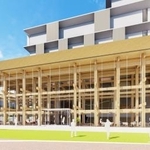 　大阪・関西万博の「大屋根リング」の木材を活用した学生会館の完成予想図（関西大提供）