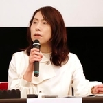 　「新聞通信調査会」主催のシンポジウムで発言する同志社大大学院の三牧聖子教授＝２３日午後、東京都港区
