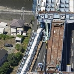 　橋桁が落下した事故現場＝２０２３年７月、静岡市清水区