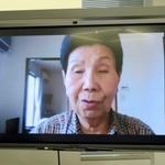 　オンラインで記者会見に参加した袴田ひで子さん＝２６日、東京都内
