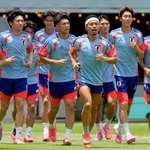 　ブラジル戦を前に最終調整する日本代表＝ヒューストン（共同）