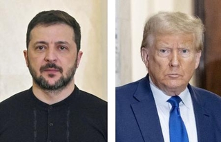 　ウクライナのゼレンスキー大統領（左）とトランプ米大統領（いずれもゲッティ＝共同）