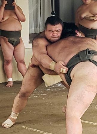 　稽古する高安＝愛知県瀬戸市の田子ノ浦部屋宿舎