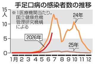 　手足口病の感染者数の推移
