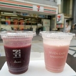 　セブン-イレブン・ジャパンが販売するスムージーの商品＝３日午後、東京都内