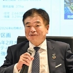 　記者説明会で話すパナソニックホームズの藤井孝社長＝３日午後、大阪府豊中市