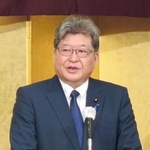 　新潟県長岡市で講演する自民党の萩生田幹事長代行＝４日午後
