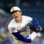 　パドレス戦に先発したドジャース・山本。７回無失点、１０奪三振の好投で９勝目を挙げた＝ロサンゼルス（共同）