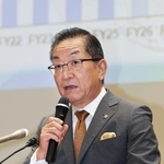 　記者会見するサッポロビールの時松浩社長＝６日午後、東京都渋谷区