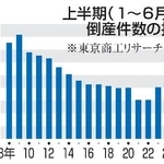 　上半期（１～６月）の倒産件数の推移