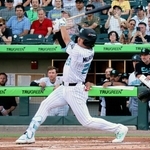 　傘下マイナー３Ａシャーロットの一員として出場し、１回に適時二塁打を放つホワイトソックス・村上＝シャーロット（共同）