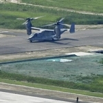 　２０２５年７月９日、陸自佐賀駐屯地に到着した輸送機Ｖ２２オスプレイ＝佐賀市