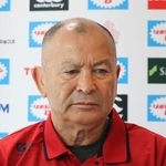 　記者会見するラグビー日本代表のジョーンズ・ヘッドコーチ＝９日、オーストラリア（（Ｃ）ＪＲＦＵ）