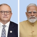 　オーストラリアのアルバニージー首相（左）、インドのモディ首相