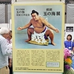 　大相撲名古屋場所の期間中に開催されている「横綱玉の海展」＝１３日、ＩＧアリーナ