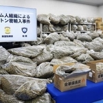 　関東信越厚生局麻薬取締部などが押収した約１トンの大麻＝２０２５年８月、東京都千代田区
