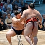 　大の里が押し出しで隆の勝を下す＝ＩＧアリーナ