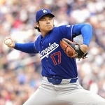 　ツインズ戦に先発登板し、６回３失点で８勝目を挙げたドジャース・大谷＝６月２４日、ミネアポリス（共同）