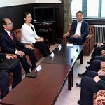 　会談に臨む参院の野党国対委員長ら＝１６日午前、国会