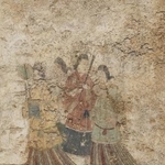 　高松塚古墳壁画の「飛鳥美人」として知られる西壁女子群像（文化庁提供）