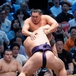 　豊昇龍（奥）が寄り切りで義ノ富士に敗れる＝ＩＧアリーナ