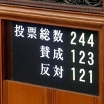 　「副首都」構想関連法の参院本会議の投票結果＝２４日夜