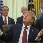 　トランプ米大統領＝２４日、ワシントン（ＡＰ＝共同）