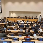 　２４日、ニューヨークの国連本部で開かれたＩＣＣ締約国会議の特別会合（共同）