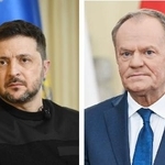 　ウクライナのゼレンスキー大統領、ポーランドのトゥスク首相（ゲッティ＝共同）