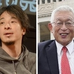 「ひろゆき」として知られる西村博之氏（左）、泉房穂参院議員