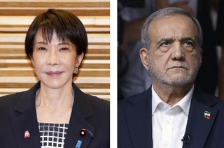 　高市早苗首相、イランのペゼシュキアン大統領（ゲッティ＝共同）