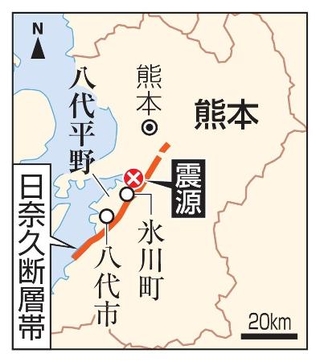 熊本「日奈久断層帯」、八代平野、氷川町、八代市