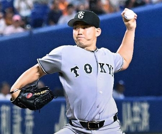 　７回無失点で３勝目を挙げた巨人・小笠原＝バンテリンドーム
