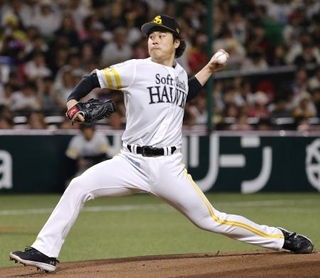 　楽天戦に先発し、５回無失点で８勝目を挙げたソフトバンク・松本晴＝みずほペイペイドーム