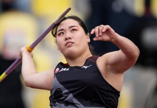 　ダイヤモンドリーグ第１２戦の女子やり投げを制した北口榛花＝ローザンヌ（ＡＰ＝共同）