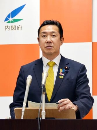 　記者会見する黄川田こども政策相＝２８日午前、東京都千代田区