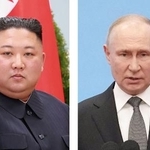 　北朝鮮の金正恩朝鮮労働党総書記（朝鮮通信＝共同）、ロシアのプーチン大統領