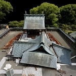 　熊本地震で拝殿が倒壊した熊本県八代市の八代宮の３Ｄ画像から。１１日にドローンで撮影した画像データを基に作成した