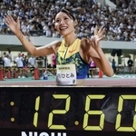 　女子１００メートル障害で１２秒６０の日本新をマークした中島ひとみ＝福井県営陸上競技場