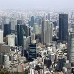 　東京都心の高層ビル群（共同通信社ヘリから）