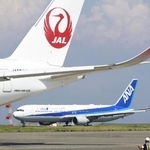 　日本航空と全日本空輸の航空機＝６月、羽田空港